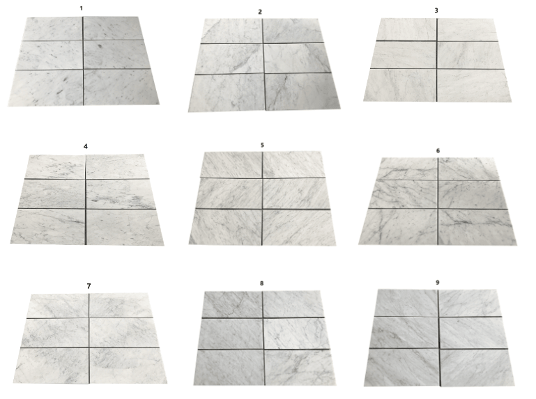 Lajes e ladrilhos de mármore branco Bianco Carrara